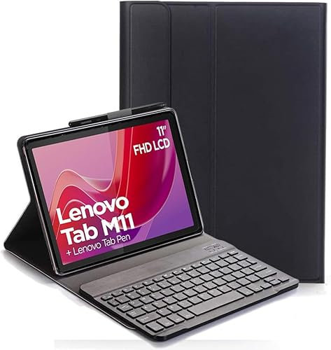 YHFZR Tastiera Custodia per Lenovo Tab M11, QWERTY Sottile PU Custodia con Supporto Cover Tastiera Rimovibile Wireless Keyboard per Lenovo Tab M11 TB330FC 11 Pollici, Nero
