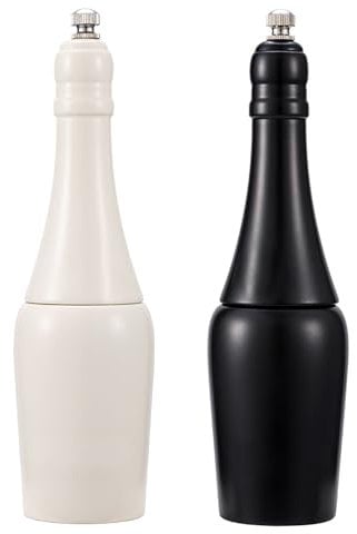 BAILEYU Salt and Pepper Shaker Set Solid Wood Pepper Mill Rose Salt Spice Grinders Wine Bottle Shape Adjustable Coarseness Kitchen Tools, 20cm