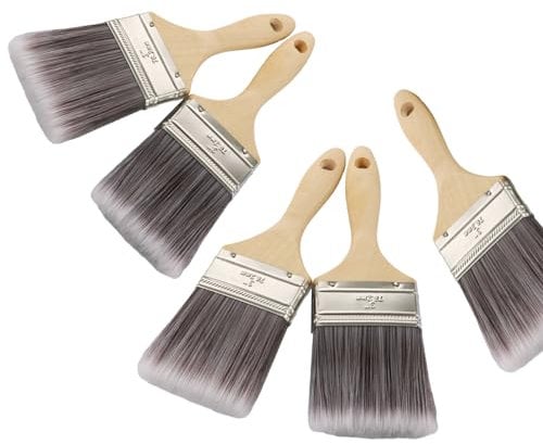 WOPPLXY Paint Brush Set of 5-3 Inch Wall Brush House Paintbrushes with Wooden Handle - Masonry Paint Brush for Decorating, Painting, DIY