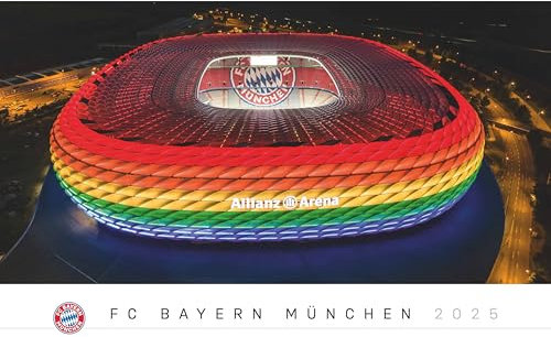 N NEUMANNVERLAGE - FC Bayern München 2025 Posterkalender, 60x50cm, Fußball-Kalender mit Motiven der Stars, Fan-Kalender mit Fußball-Highlights, Spiralbindung und deutsches Kalendarium
