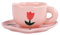 Soulnioi Ceramic Coffee Mug, Cute Cappuccino Cup and Saucer Set, 180ML Handpainting Tea Cup Milk Cup for Gift - Pink Flower