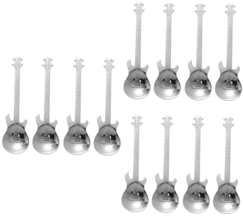 IMIKEYA Lot De 3 Cuillères De Service Ergonomiques En Acier Inoxydable 304 Pour Guitare Outil De Mélange Pour Café Thé Cappuccino Dessert 4 Pièces X 3