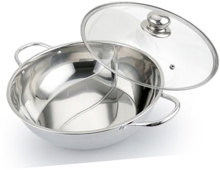 Cabilock Sartén a La Parrilla Cacerola Olla Con Divisor Shabu Shabu Olla Steel Inoxidable Olla De Sopa De Doble Cara Utensilios De Cocina Cazuela Olla Caliente Oveja Pequeña