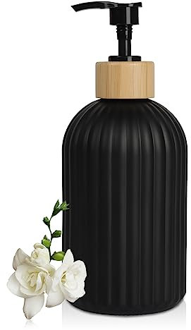 Handseifenspender 400 ml transparent Seifenspender für Badezimmer, Küchen, Hotel, Restaurant/öffentlicher Ort,Flüssigseifen-Spender aus Glas und Kunststoff