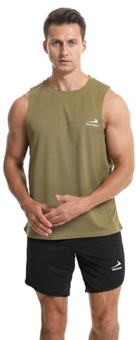 Herren Tanktop Gym Tshirt Muskel Fitness Training Laufshirt Fitness Tanks Ärmelloser T-Shirt Armeegrün M