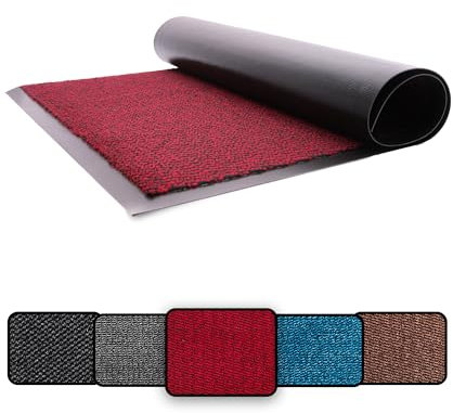 LOIBUYZ Washable Door Mats Indoor & Outdoor - Non-Slippery Heavy Duty - Barrier Mat Stylish & Large Rubber - Perfect Dust Grabbing Doormats Front Door Hall Kitchen (Red, 80cm x 120cm)