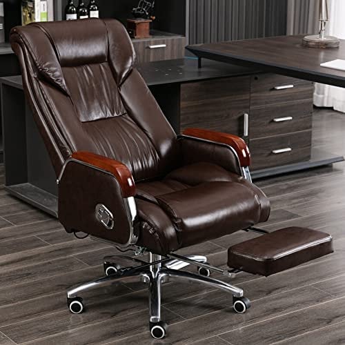 Liegender Bürostuhl aus Leder – Hoher Chefsessel, moderner Chefsessel und Computer-Schreibtischstuhl mit verstellbarer hoher Rückenlehne, ergonomischer Lendenwirbelstütze, bequemes Jubiläum Chaser of