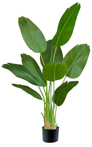Arbre Artificiel 150m Oiseau du Paradis, Plante Artificielle PE Bananier Artificiel, Fausse Plante Interieur, Palmier Tropical Faux Arbre Vert avec Pot pour Decoration Maison Salon Chambre