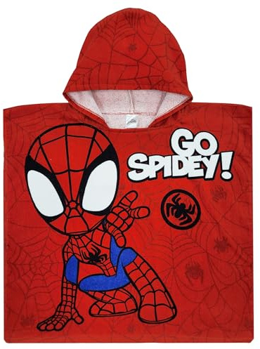 Marvel Spidey Kapuzenhandtuch für Jungen, Spiderman-Poncho, Badetuch, Kapuzenpullover, Spidey, Einheitsgröße