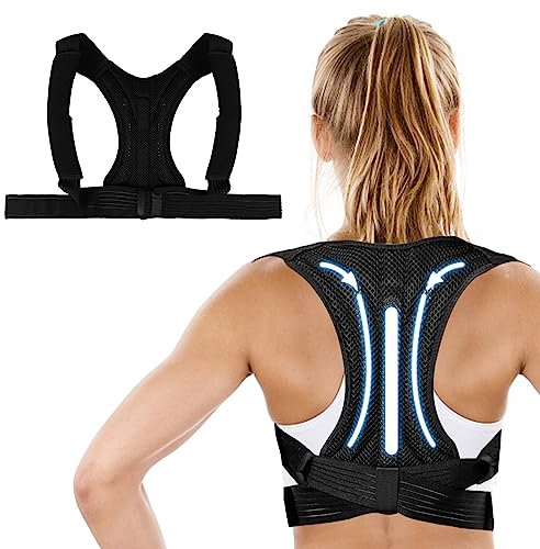 KEVIAN Corrector Postura Espalda Hombre y Mujer, Ajustable Corrector de Postura para Corrector de Espalda Transpirable Alivio del Dolor de Espalda y Cervicales (Medium)