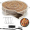 Generador de humo de acero inoxidable, generador de humo frío, redondo, para barbacoas, parrilla esférica, con 5 ganchos para carne + 2 cepillos de limpieza
