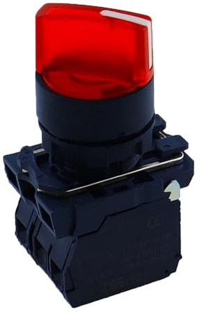 Waterproof Illuminated Selector Switch Rotary Switch Knob Switch Two or Three Position SB5 LA68S XB5 AK124B5 with Integral LED(Red,2 FIXED P. 2 NO_110V)
