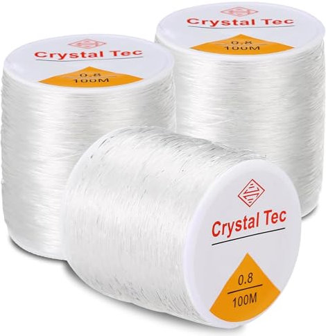 FIHODONE 3 Pezzi Filo Elastico per Braccialetti Resistente, Elastici per Braccialetti Trasparente 0,8mm, Filo per Braccialetti, Filo per Collane, per Creazione di Gioielli Fai-Da-Te (100m/Rotolo)
