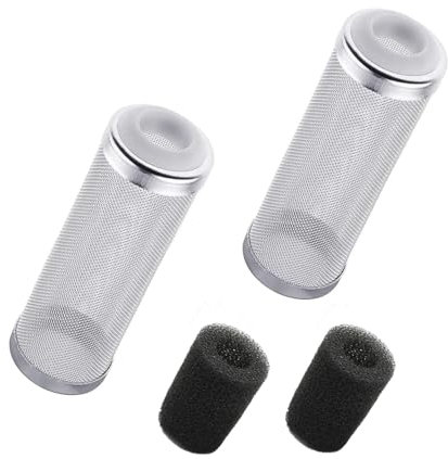 SIGANDG Aquarium Aussenfilter Filterschutz 2 Stück Edelstahl-Aquariumfilter Filterschutz mit Filterschwamm Aquarium-Filterschutz (16 mm)