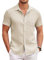 COOFANDY Kurzarm Hemd Herren Textured Hawaii Einfarbig Männer Casual Regular Fit Textured Sommerhemd mit Tasche Beige XXXL