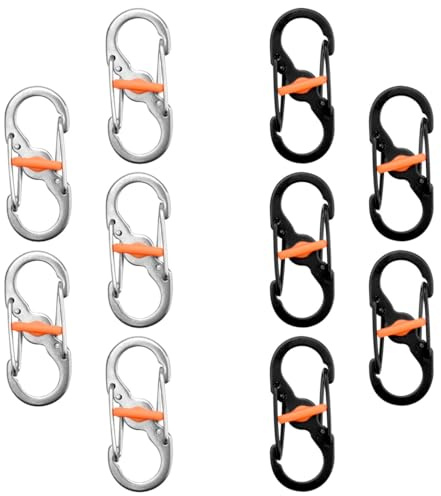 GDJIAJT Doppelkarabiner Mini Karabiner, 10 Stück S Karabiner Klein Outdoor Camping Karabinerhaken Klein, Anti Diebstahl & Drop Karabiner Mini aus Edelstahl, Karabiner Schlüsselanhänger für Rucksack