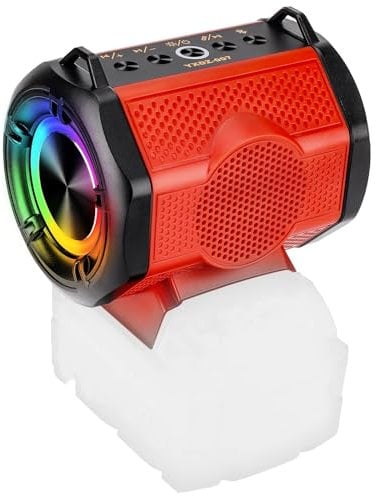 GRVODFRTA Portable Bluetooth Speaker Compatible with Milwaukee M18 18V Battery Wireless BT5.3 and USB Audio Source, TWS Pairing, Multicolored Lights, Jobsite Home Party Outdoor Speaker(No Battery)
