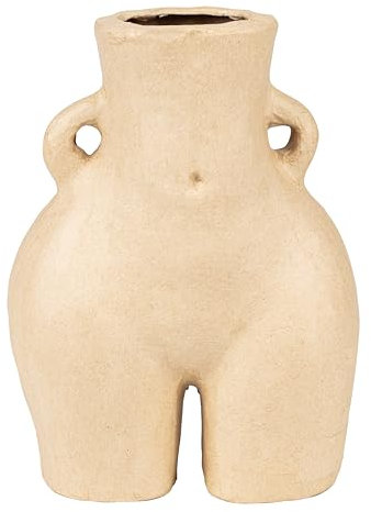 Décopatch HD098C - Damenvase Topf aus Pappmaché, zum Verzieren, wasserfest, 17x12x25 cm, Kartonbraun, Frauenhüfte Frauenfigur, 1 Stück