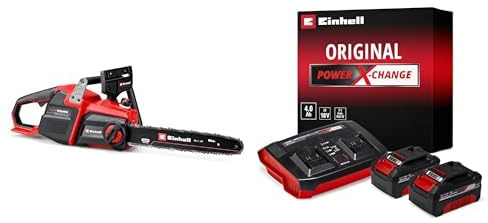 Einhell Professional Motosierra batería GP-LC 36/40 Li BL-Solo Power X-Change36 V, 38 cm de longitud de corte + Einhell Original Starter Kit 2 x 4 Ah Battery and Twincharger 18 V