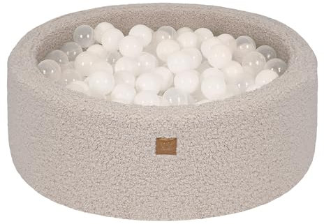 MEOWBABY Bällebad Baby ab 1 Jahr - Bällebad Kinder mit 200 Bällen, Schaumstoff Ballgrube mit Bällen für Babys und Kinder, Bearly, Grau