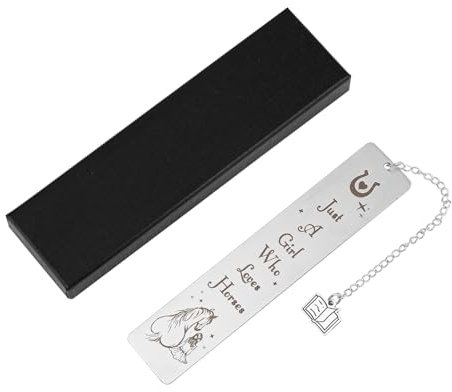 BOXOB Niedliches Lesezeichen mit Pferdemotiv, Lesezeichen aus Edelstahl Just A Girl Who Loves Horses Lesezeichens mit Tiermotiv Buchzubehör zum Lesen Geschenke für Mädchen Schülerinnen Lehrerinnen