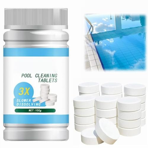 Rakiuty Pool Cleaning Tablets, Compresse Effervescenti per Piscina, Swimming Pool Tablets, per Piscina, Toilette, Jacuzzi, Spa, 100g