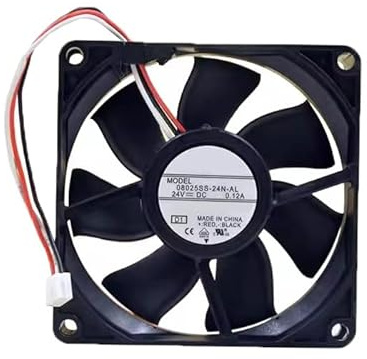 RTDPART Ventilador de refrigeración para NMB 08025SS-24N-AL, 80 x 80 x 25 mm, 24 V CC, 0,12 A, 3 Hilos, Nuevo