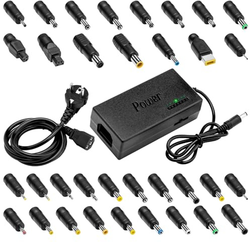 BCMCZCDC Adattatore di alimentazione universale, cavo di ricarica per laptop/notebook e altri dispositivi, 12-24 Volt, 96 Watt, con 34 porte