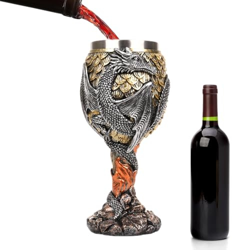 Genérico Drache Kelch | Mittelalterliches Trinkglas mit Drachenmotiv