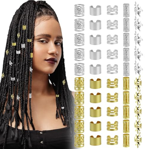90 Stück Haarschmuck für Zöpfe, haarschmuck, Schmuck für Haar, Manschetten-Clips für Dreadlock-Zubehör, Haarspiralen Clips für Dreadlocks für Männer Frauen Mädchen und Jungen Zöpfe