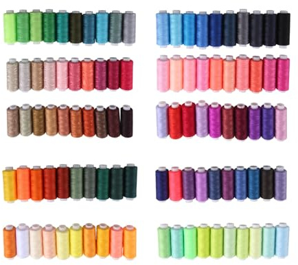 Qusedwey Sewing Thread Set 100 Colour 250Yd Each Spool Polyester Thread Kit for Hand or Machine Sewing