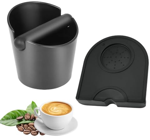 Coffee Grounds Knock Box,4.9inch Espresso Knocks Box Bin,Coffee Accessories | Coffee Grind Knock Out Box,with Removable Knock Bar and Tamping Mat,Coffee Grounds Container,for Home Baristas, Cafes