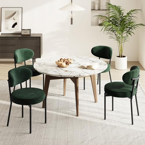 COLAMY Esszimmerstühle 4er Set mit 10 cm Sitzpolster – Moderne Polsterstühle aus kuscheligem Teddy-Stoff, mit robustem Metallgestell – Für Küche & Wohnbereich, Grün