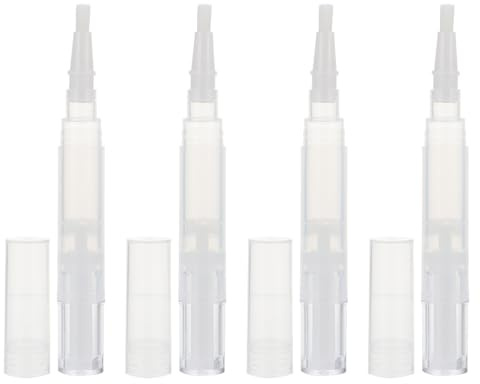 TOYANDONA Reusable Nail Nutrition Pen and Lip Gloss Applicator 4ml 4pcs with Brush Tip for Cuticle Oil and Eyelash Growth, Refillable Cosmetic Liquid Container for Nail Care and Makeup