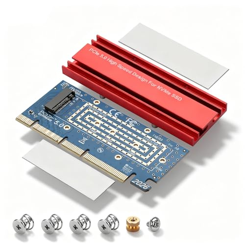 CERRXIAN Carte de conversion M.2 NVMe SSD vers PCIe X16/X8/X4, adaptateur M.2 NVME vers PCIe 5.0 x16, prend en charge le protocole PCIE 4X 8X 16X pour SSD M.2 2280, 2260, 2242, 2230, non compatible