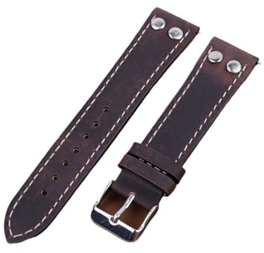 Generisch EDVTK35 Echtes Leder Nieten Uhrenarmband 18mm 20mm 22mm Vintage Crazy Horse Lederarmband Schnellverschluss Uhrenarmband Ersatz(Wine red,20mm)