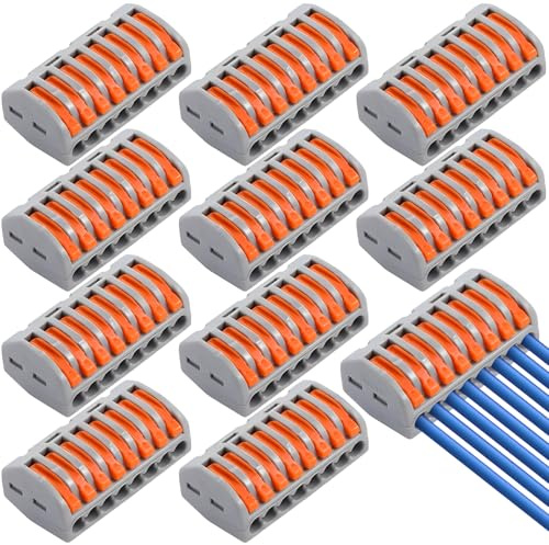 10 Stück Kabelverbinder mit Hebel, 8-Polige Lüsterklemmen, Wago Klemmen 8 Polig, 250V/32A Verbindungsklemmen, Elektrische Kabelklemmen für sichere Stromanschlüsse, Elektro