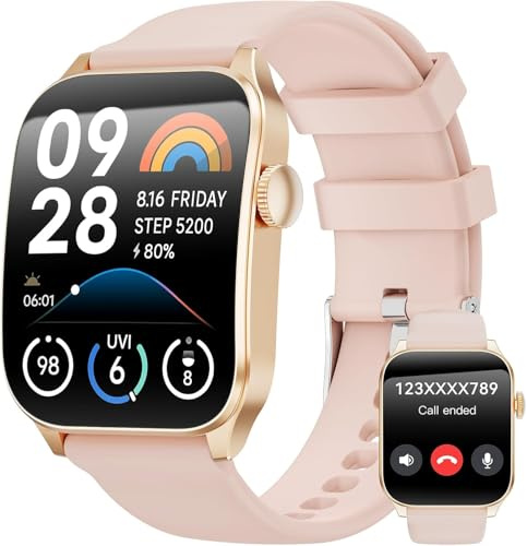 Smartwatch Damen Herren, 1,91 HD-Kurvdisplay Smart Watch mit Bluetooth Anrufen, 100+Sportmodi Fitnessuhr mit Herzfrequenz/Schlafmonitor/Schrittzähler, IP67 Wasserdicht Sportuhr für Android iOS