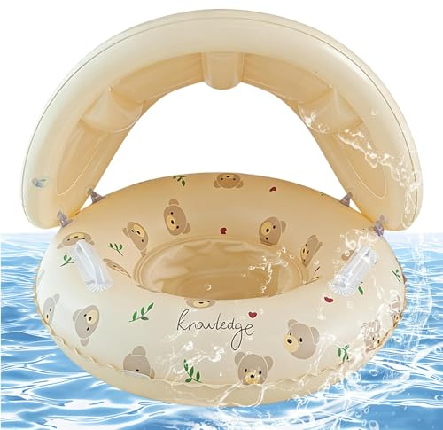 Bouée de Natation pour - Auvent Solaire - Piscine Gonflable pour bébés de 3 à 48 Mois avec Parasol - Protection UV - pour la Plage et Le Bain
