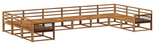 vidaXL Outdoor-Sofagarnitur 10 pcs Natur Massivholz Akazie, Moderner Garten-Sofa, strapazierfähige Lounge, Elegantes Patio-Sofa, Sitzplatz im Garten, Möbel für Poolbereich
