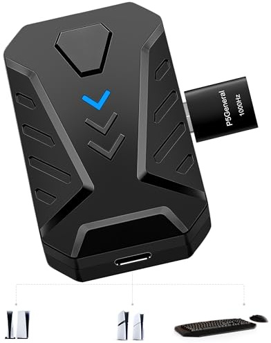 Joso Tastatur- und Mausadapter für PS5, 1000Hz Ultra-Low Lag Tastaturadapter mit P5 Allgemein zum Spielen von PS5-Spielen, Plug and Play Mauskonverter kompatibel mit Play 5 Initial Version/Slim/Pro