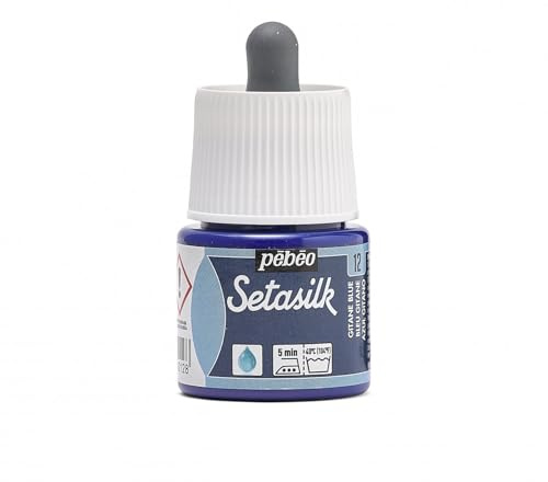 PEBEO Setasilk Gitane Blue 45 ml Bottle - Silk paint - 45 ml Pipette cap bottle - Gitane Blue,181-012