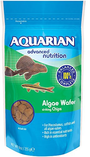 AQUARIAN Complete Nutrition, Aquarium Algae Eater Fish Food, Sinking Algae Wafers, 255g Bag