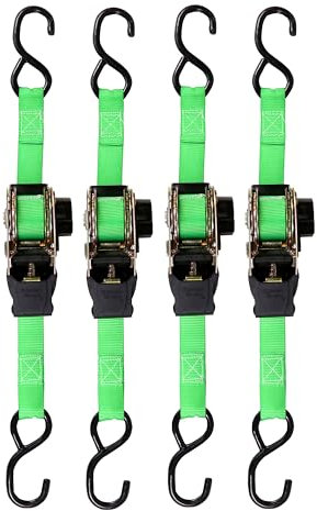 SMARTSTRAPS Lot de 4 Sangles à cliquet rétractables, résistance à la Rupture 680 kg, Charge de Travail sécuritaire 227 kg, Usage Standard, pour Transport de quads, tondeuses, cargaisons, équipement