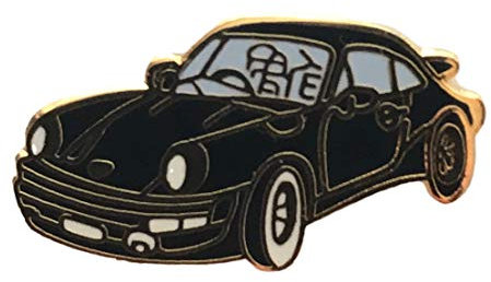 Porsche Schwarz Sport Motor Auto Revers Anstecknadel Emaille