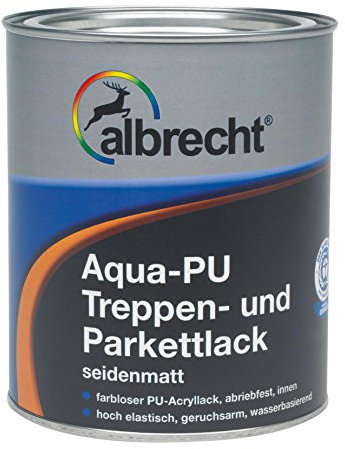 Albrecht Aqua-PU Treppen- und Parkettlack seidenmatt 2,5 L, Farblos, 3400606300000002500