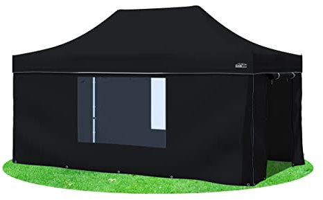 Stabilezelte Faltpavillon 3x4,5 Meter Professional mit Fensterseiten schwarz