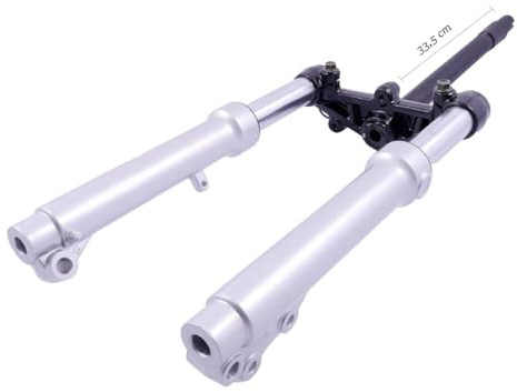 2EXTREME Roller Telegabel komplett kompatibel mit Explorer (A.T.U) Explorer | Kit mit Gabelbrücke und 2 Gabelholmen; 31 mm Standrohr, 12 mm Radachse; kompatibel mit Keeway ARN 50, F-ACT 50, Flash 50