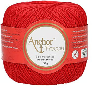 Anchor Freccia Stärke 12 4771012-00046 rot Häkelgarn, 100 % Baumwolle