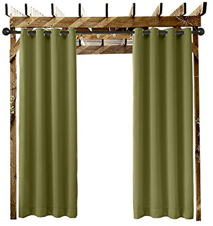 ChadMade Rideau Extérieur Imperméable Olive L 254 x H 259 CM, Rideau a Oeillets (Passe-Fil) pour Facade Avant de Pergola Cabana pour Couvrir Le Quai Gazebo et L'accueil de la Plage (1 Panneau)